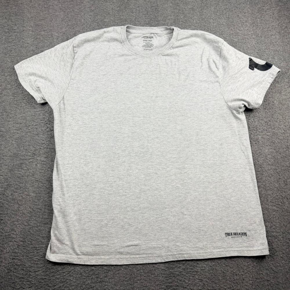 True Religion Men's XL Extra Large Gray Short Sleeve T-Shirt Horseshoe Logo
